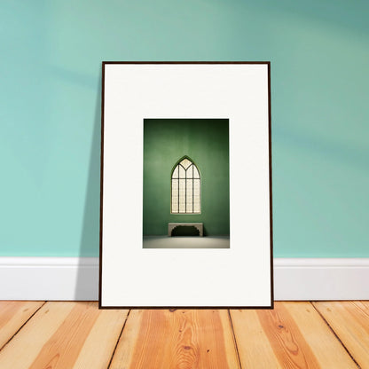 Framed church window photo with a bench, part of Evermind Greenthaum collection