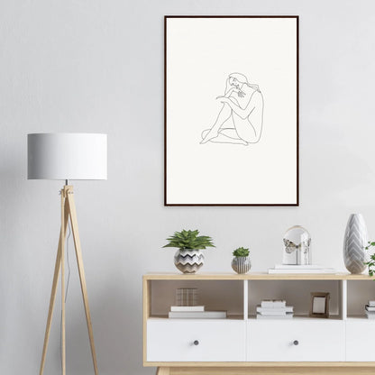 Minimalist line drawing of a seated figure for Mindful Dream Tangles framed wall art