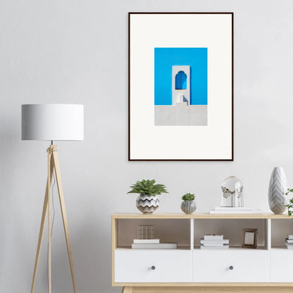 Minimalist framed artwork of a blue doorway, Oikos Cerulean Aperturearches design