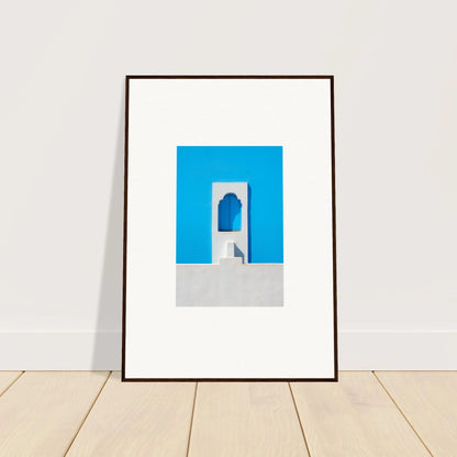 Framed minimalist artwork of Oikos Cerulean Aperturearches with a bright blue archway