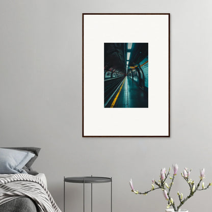 Framed photograph of a turquoise-lit subway platform from Portal Echo Anatomy special edition art™