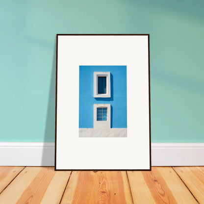 Framed wall art of a white window and door on a blue wall from Isles Encompassed Vista