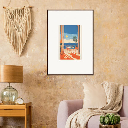 Framed tropical beach scene artwork for Tranquil Mirage Brunch special edition art™