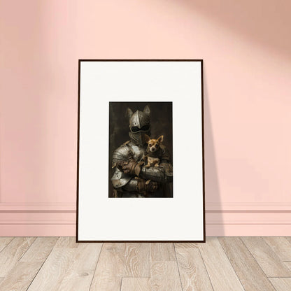 Framed wall art of a cat and dog in Victorian style from Serene Steel Whispers