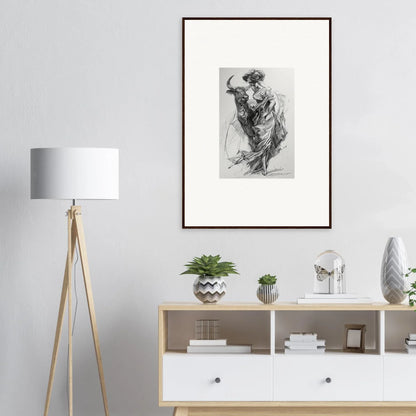 Framed black and white sketch from Ebullient Abstract Liaisons special edition art™