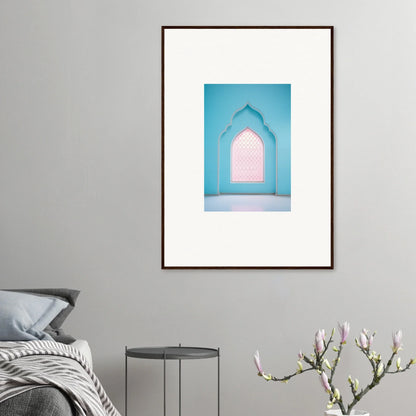 Framed art print of a turquoise archway with pink interior from Souls Diffilveres Critfilters