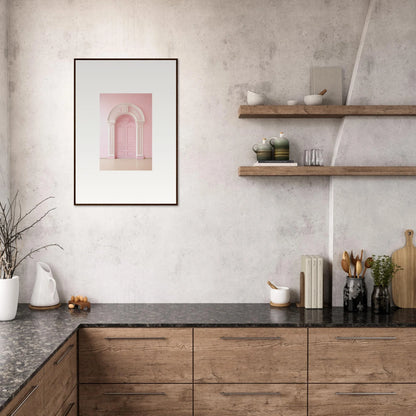 Modern kitchen cabinetry with wooden fronts and dark stone counters from Portal Fantasies Unfurled