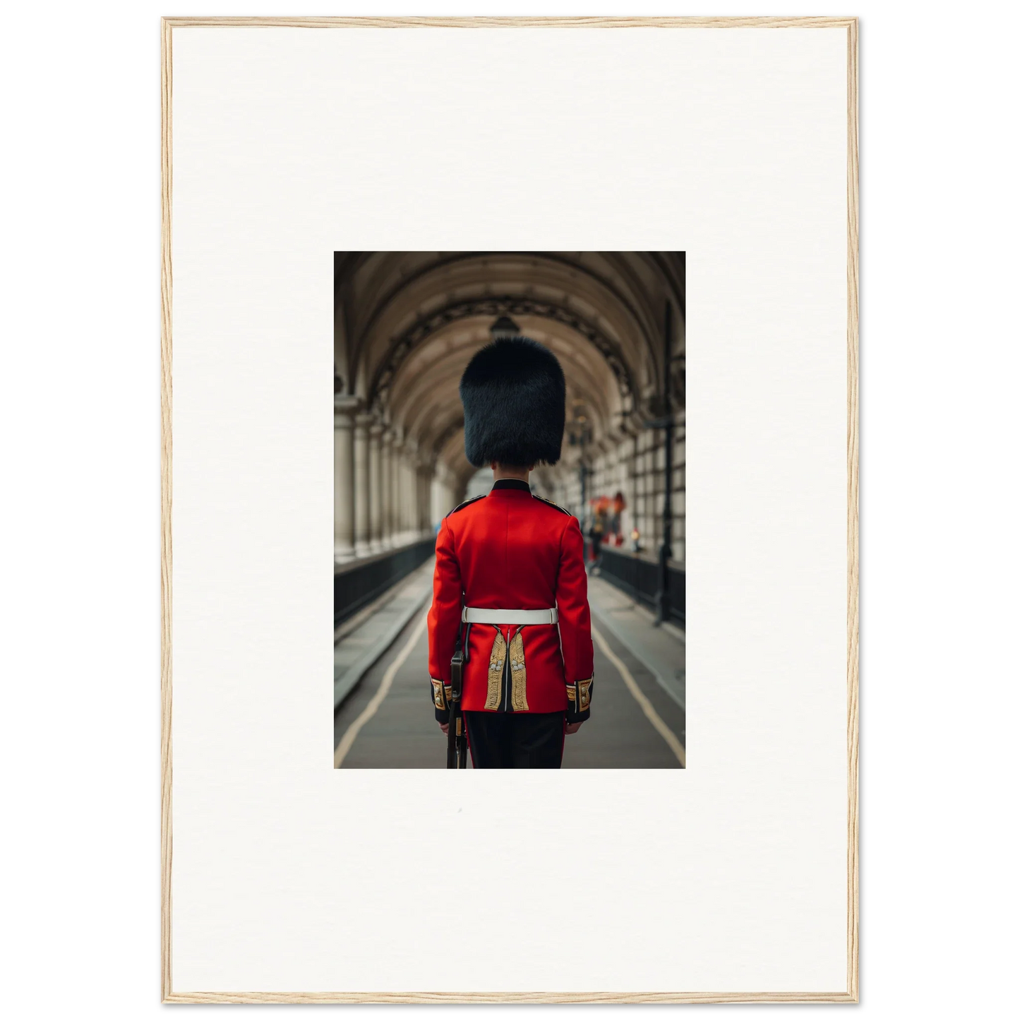 Royal guard in red uniform and black hat featured in Scarlet Temporal Century wall art