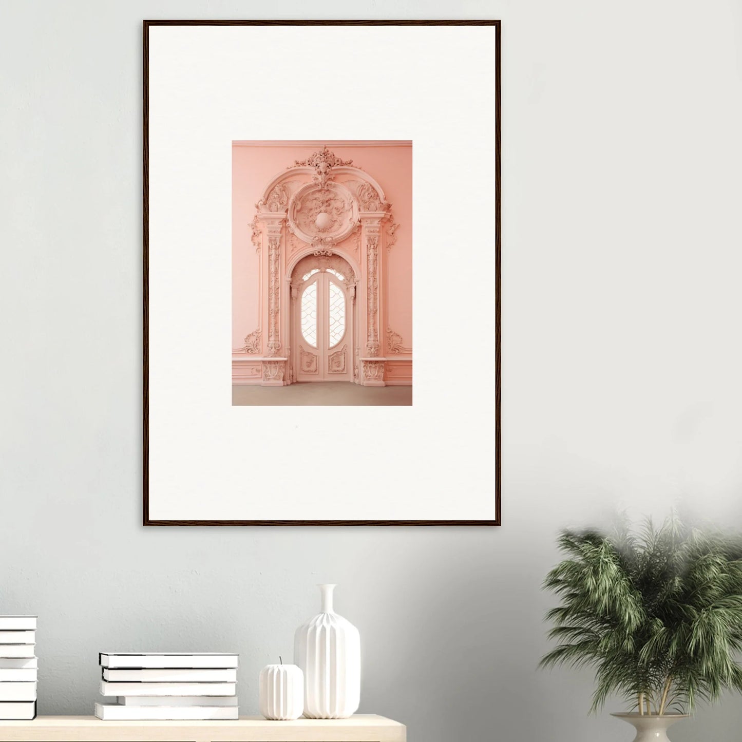 Ornate pink doorway with Baroque moldings from Ether Pendantia Portal special edition art™