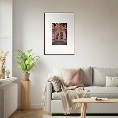 Framed architectural photo of an ornate pink doorway from Opulent Doorscape Divinity