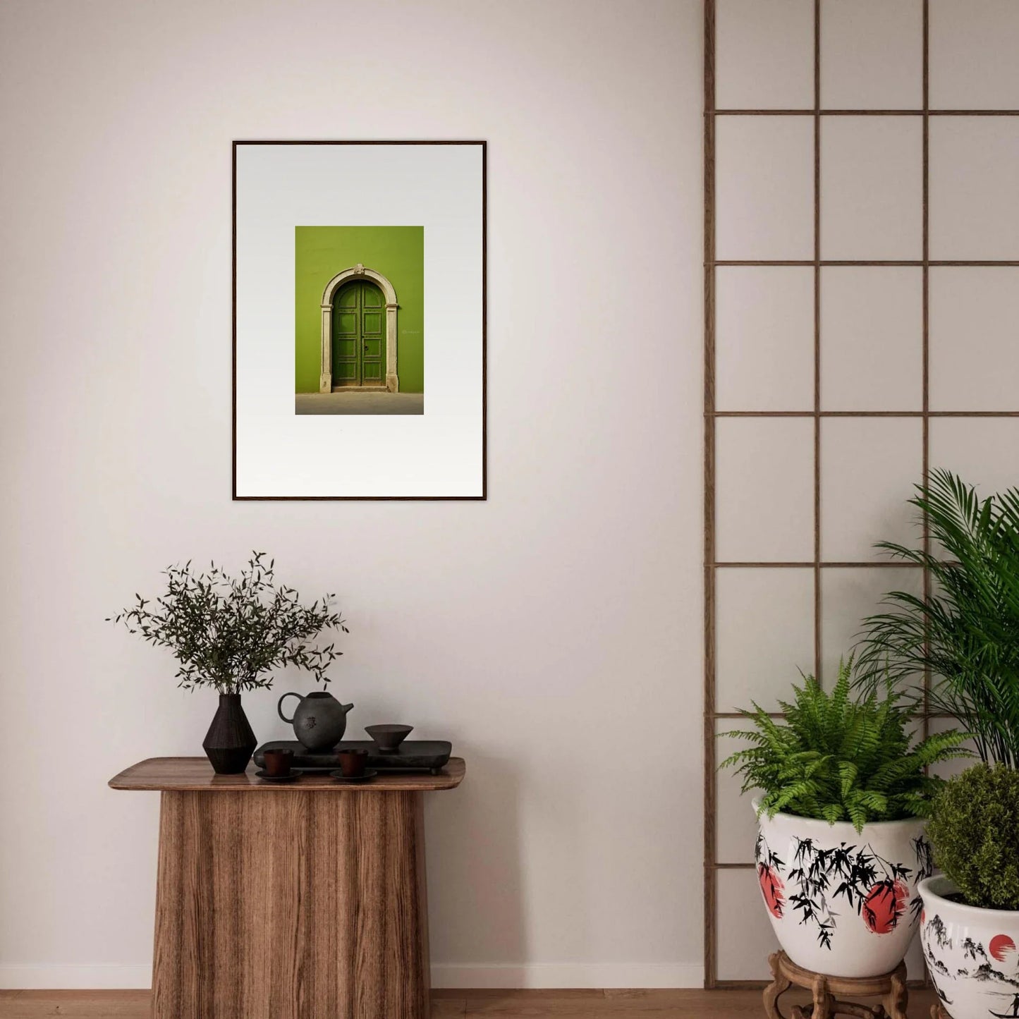 Framed photo of a green arched doorway from Vert Barcode Reverie special edition art™