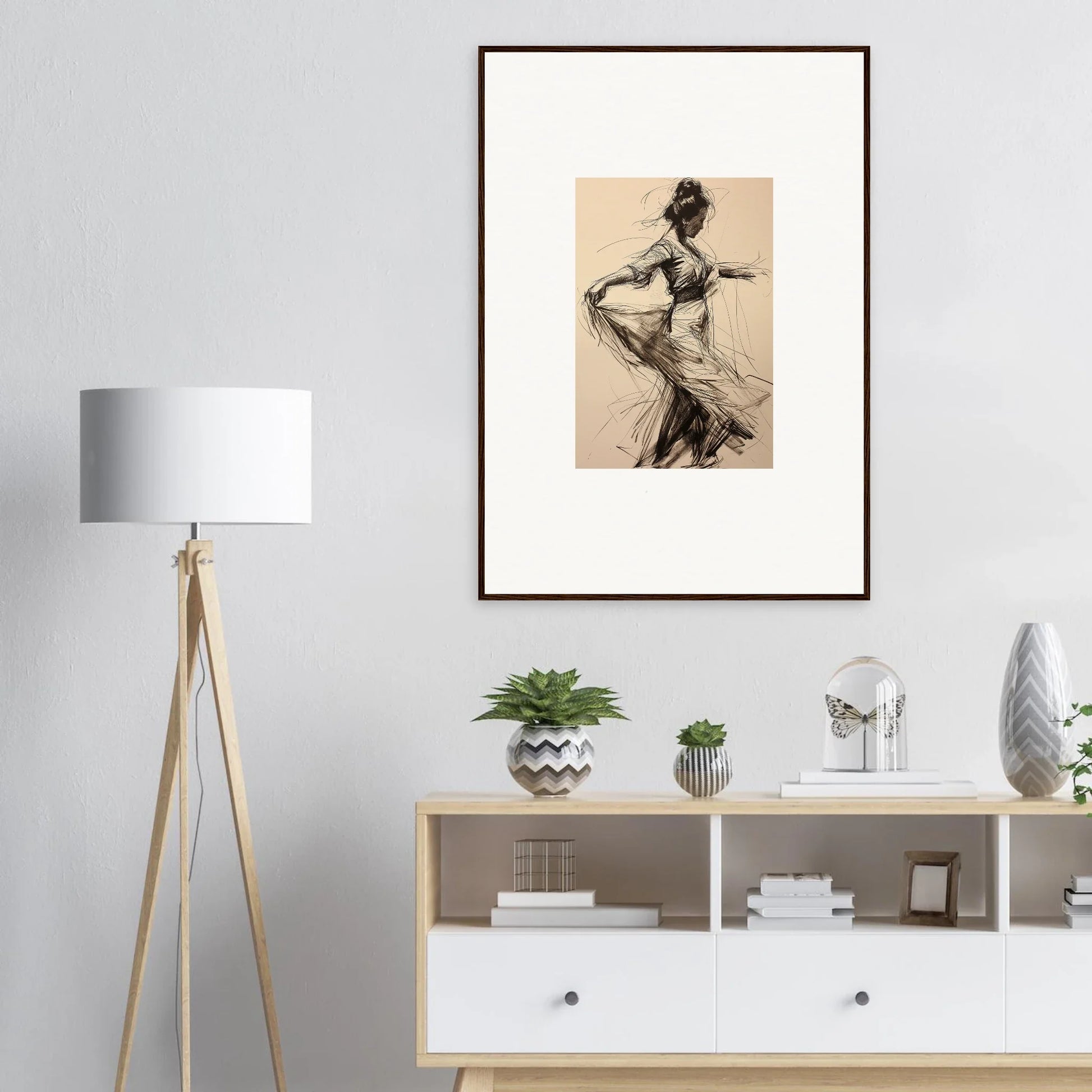 Framed sketch of a dancer in motion for the special edition Ephemeral Whirling Arcade