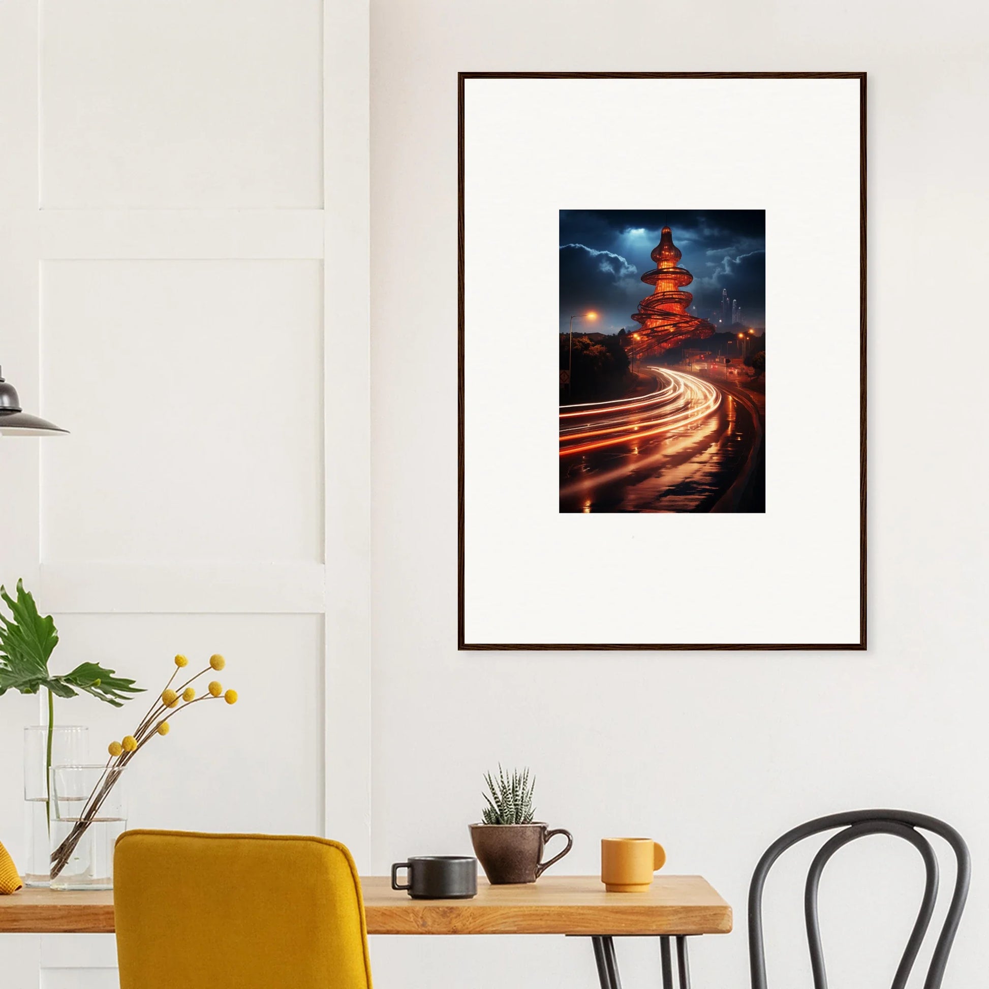 Framed photograph of a pagoda with light trails from Hyperloop Dreams Extravaganza