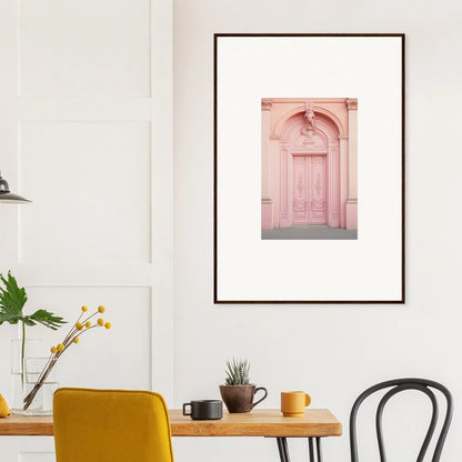 Framed art print of an arched pink doorway in Porphyr Pink Processions collection