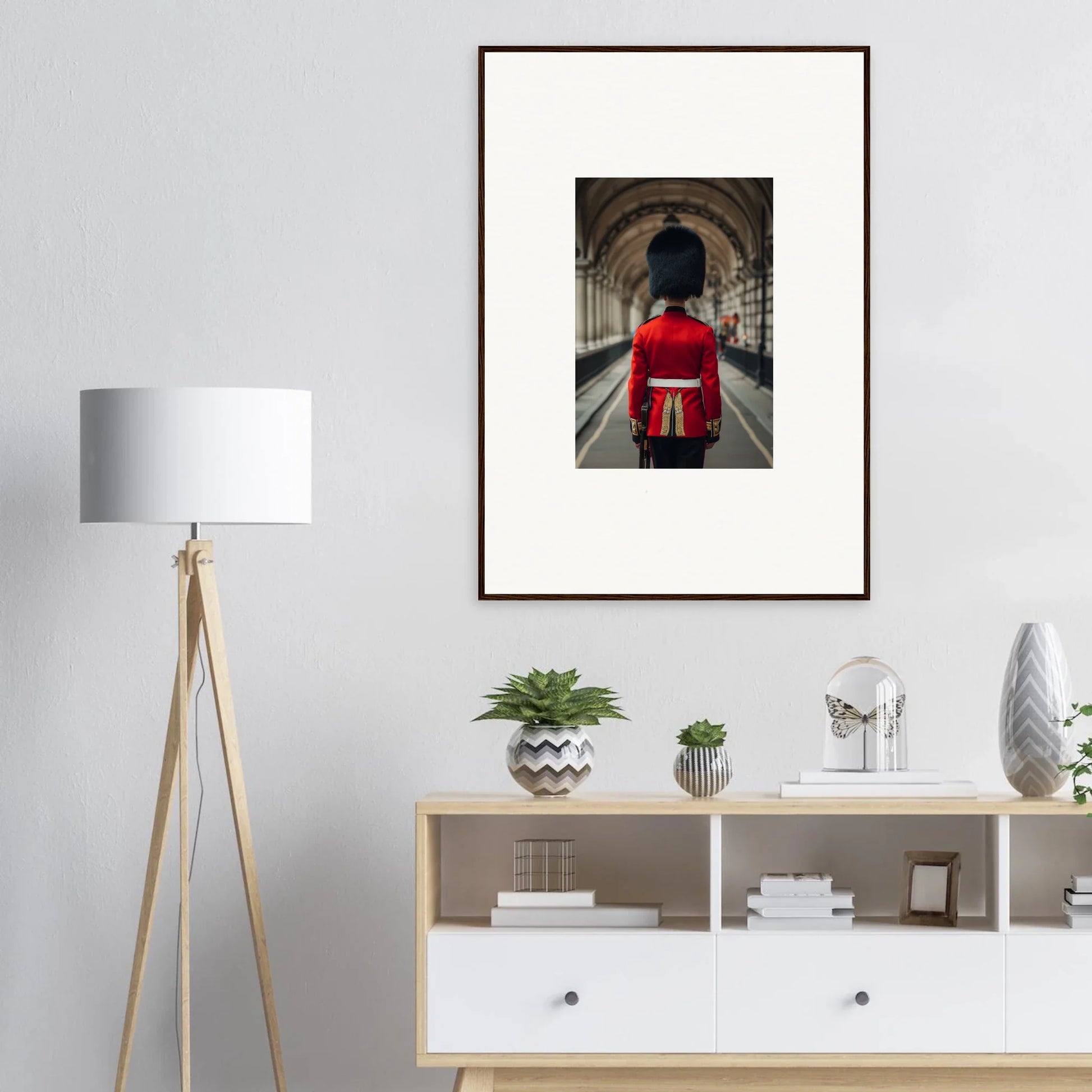 Framed wall art of a Royal Guard in red from the Scarlet Temporal Century collection