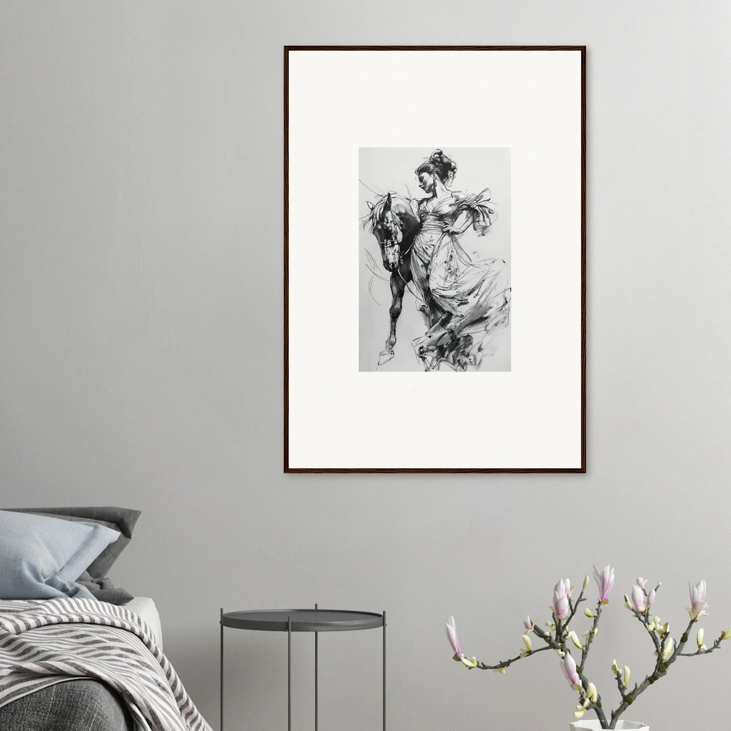 Framed wall art of a black and white dancing couple in Stardust Morph Whimsy style