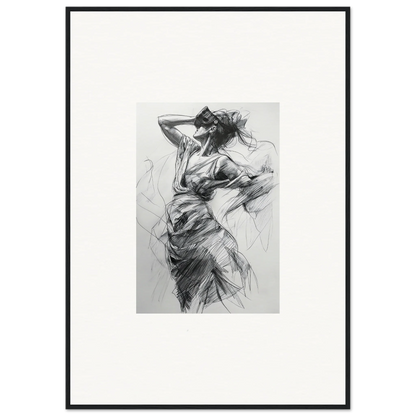 Expressive charcoal sketch of a dancer on the Sketch Mirage Matinee framed wall art