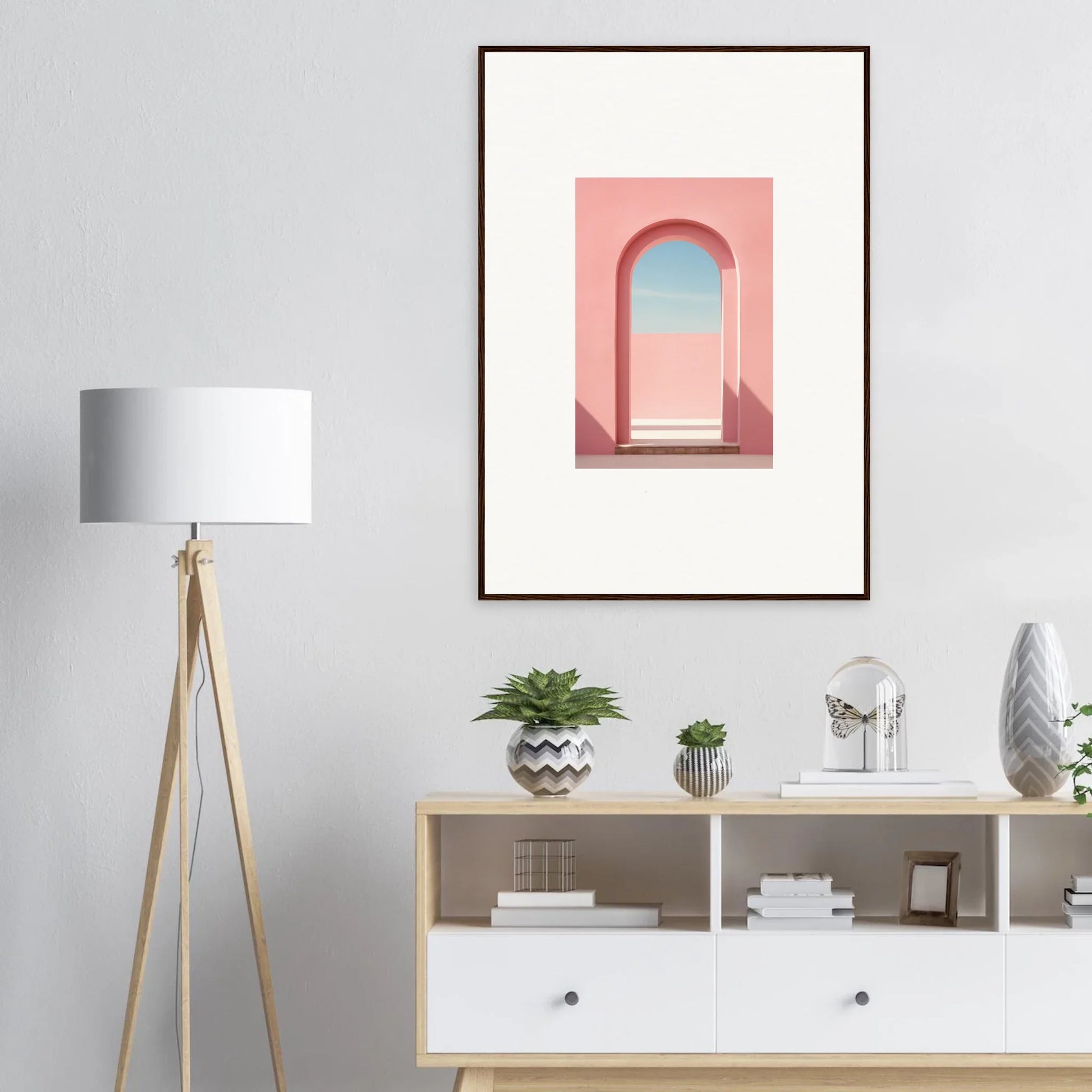 Framed pink architectural artwork of an arched doorway in Echo of Horizons special edition art™