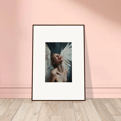 Framed portrait of a person radiating joy in Seraphic Euphoria wall art for room decoration