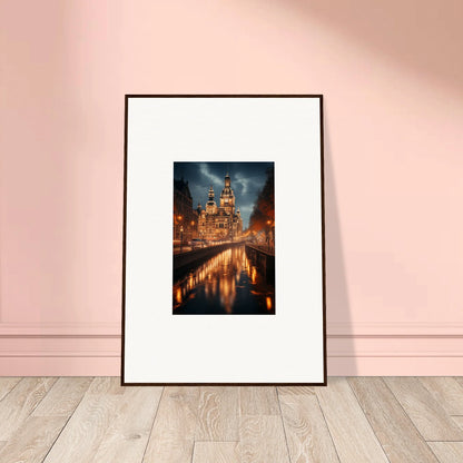 Framed photograph of Reflected Dreamscape Tides with a cathedral reflected in the canal