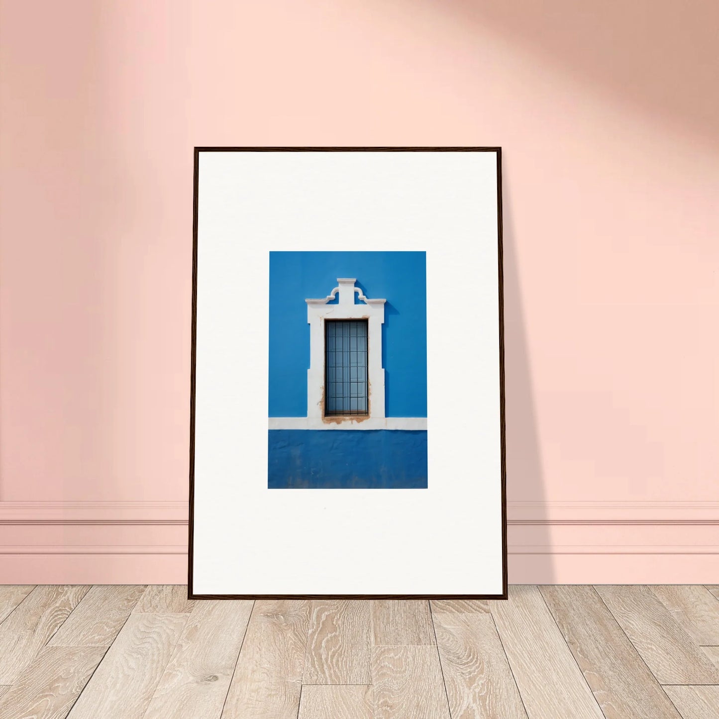 Framed wall art of blue and white window detail from Liquid Azure Quest special edition