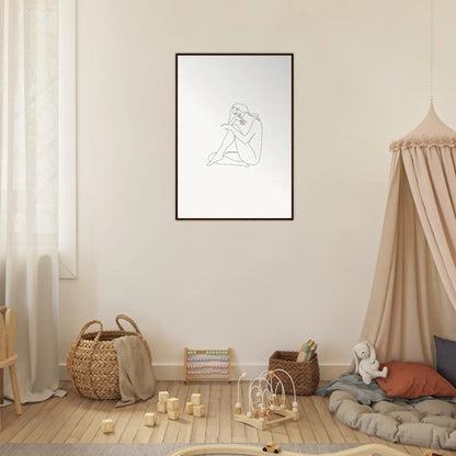 Minimalist line drawing of a seated figure in a black frame from Mindful Dream Tangles