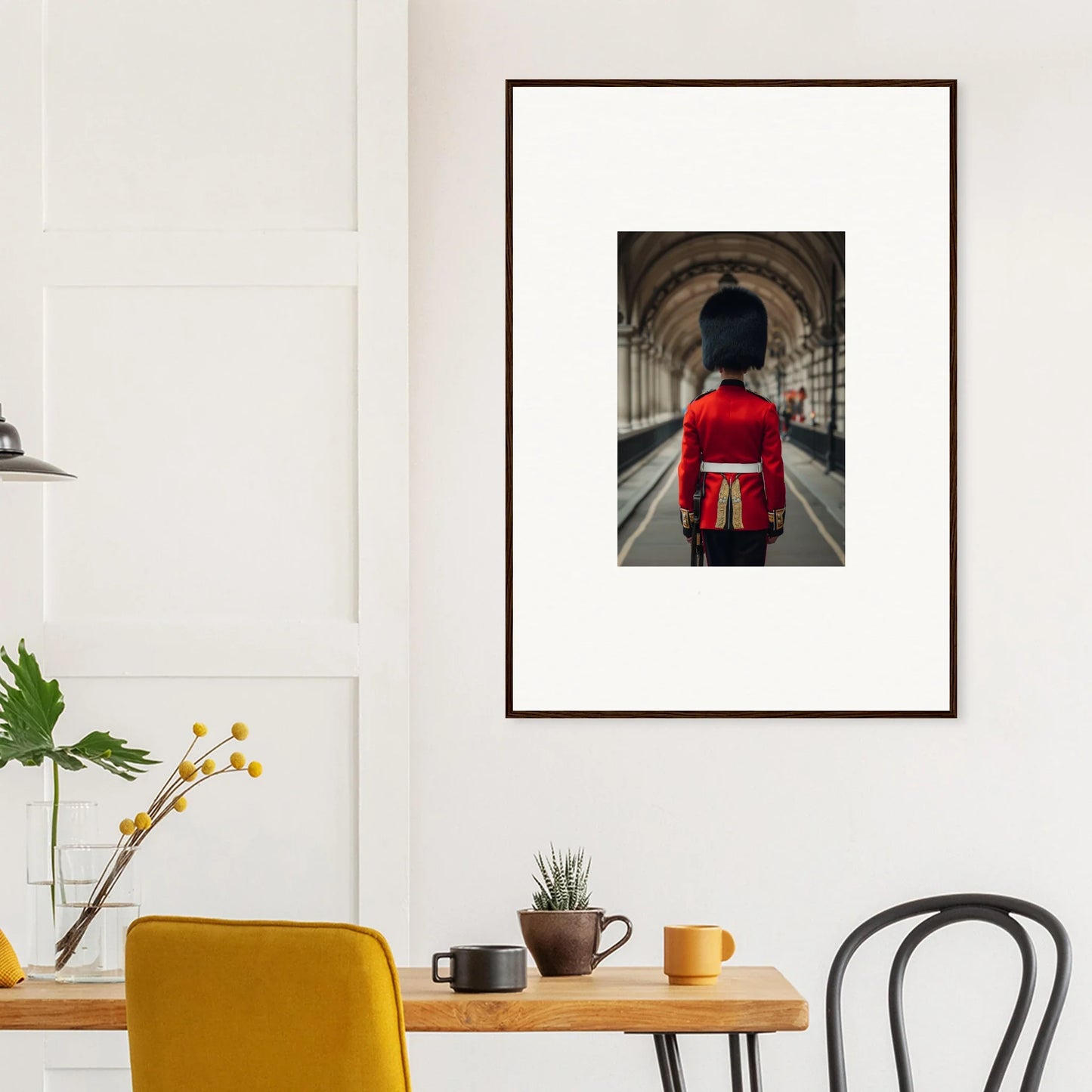 Framed wall art of a Queen’s Guard in red celebrating Scarlet Temporal Century