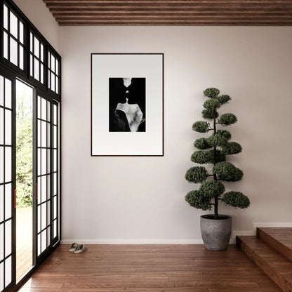 Minimalist black and white framed wall art in Shadowy Dawn Nuance special edition art™