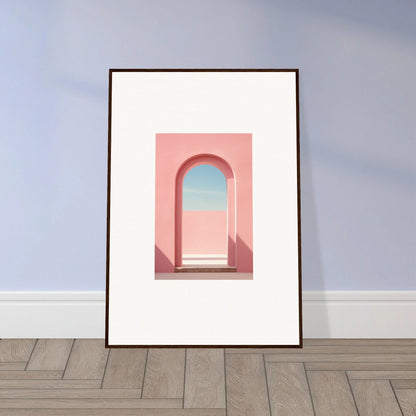 Framed art print of a pink archway under a blue sky from Echo of Horizons