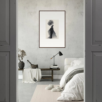 Minimalist black and white artwork in a premium framed wall for Curtain Bloom Dance