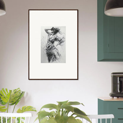 Framed black and white figure sketch from Sketch Mirage Matinee for premium wall art