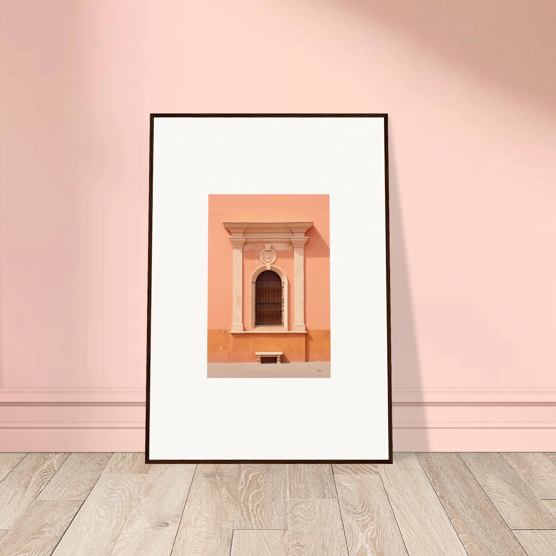 Framed wall art of a peach-colored window niche from Silent Sunset Oblique special edition