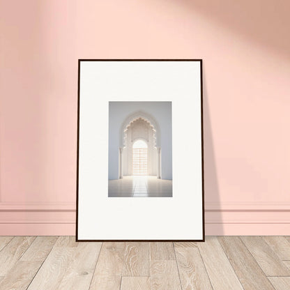 Framed art print of a white arched doorway in ornate Islamic style, Threshold Dreamscapes Portal