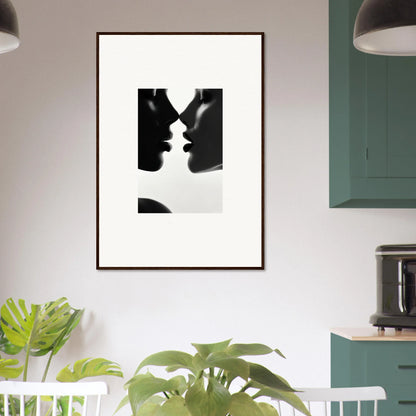 Black and white silhouette art of profiles in a premium framed wall print, Lattices of Ephemera