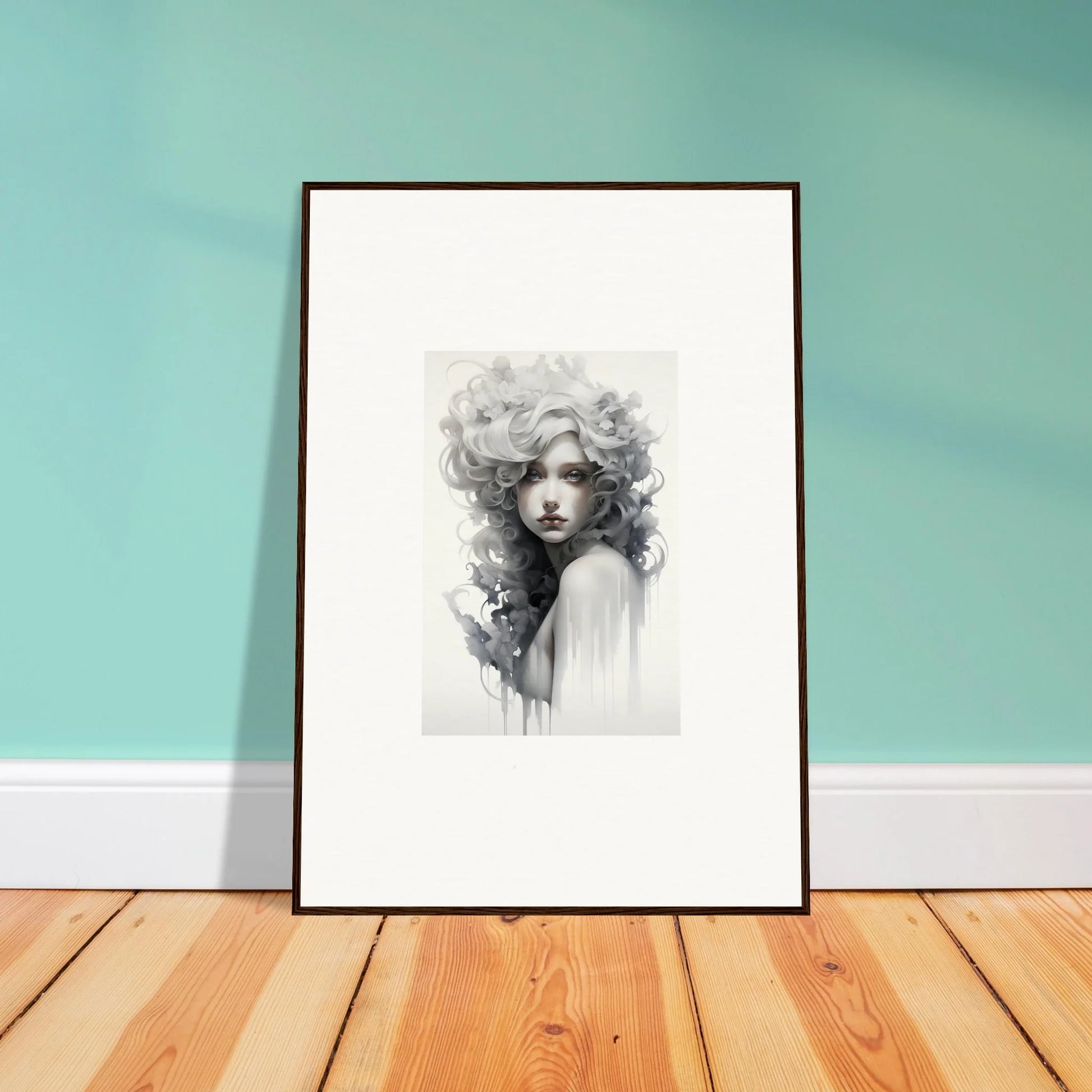 Framed black and white portrait art with ethereal smoke from Visions Veil Morphling