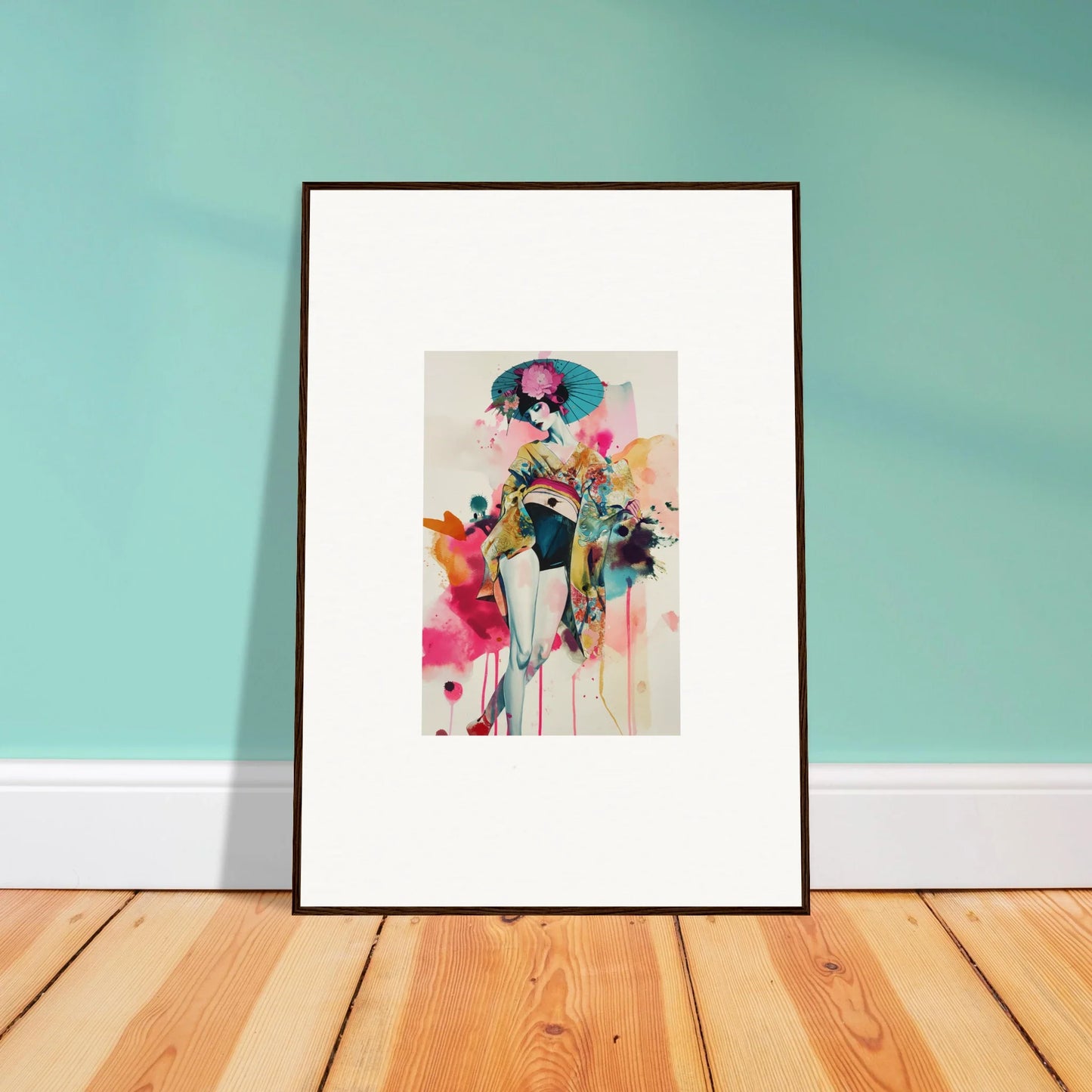 Colorful abstract portrait artwork for trendy room decoration as wall art