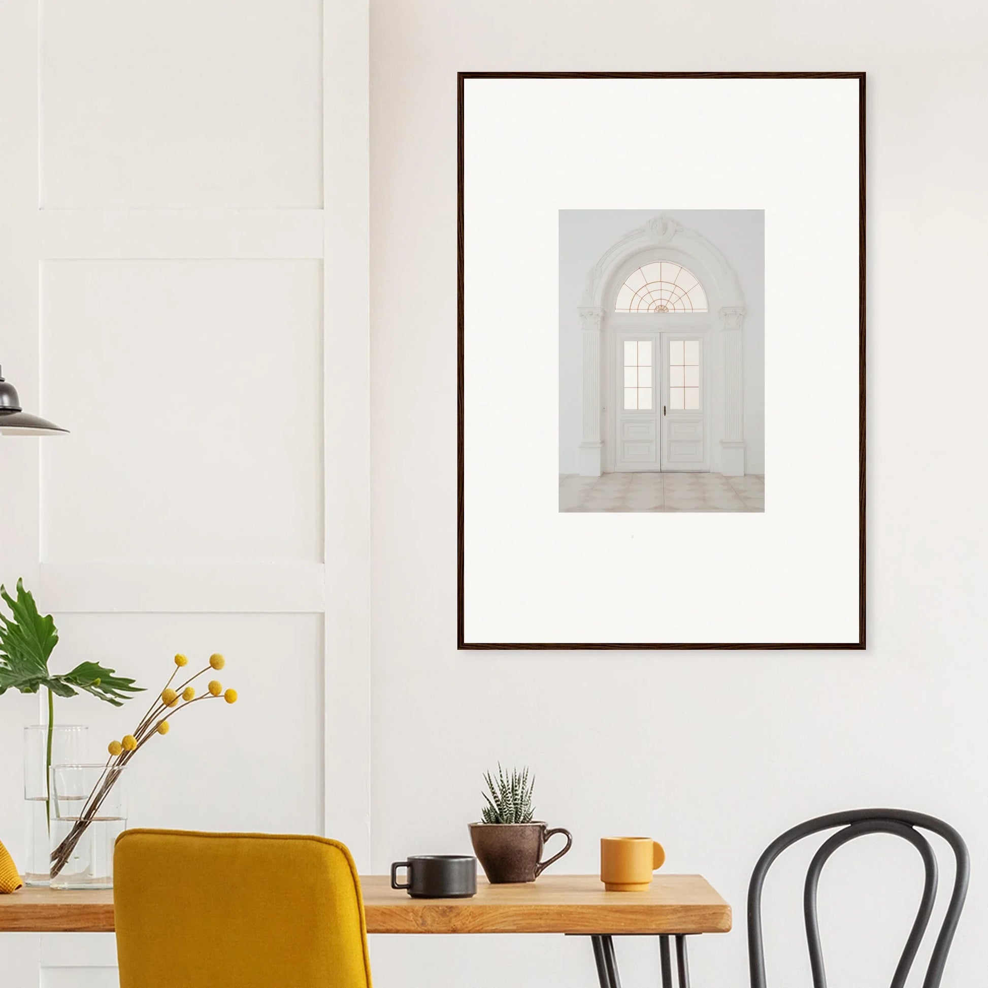 Framed wall art of an arched doorway in gray tones from Portal Poise Unveiled special edition art™