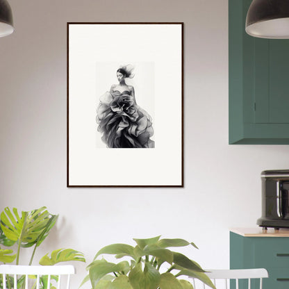 Framed wall art of a figure in flowing fabric, part of Ephemeral Orchard Whispers