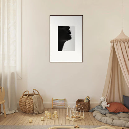 Black silhouette profile in a wooden frame from the Shadowed Whisper Immanence art collection