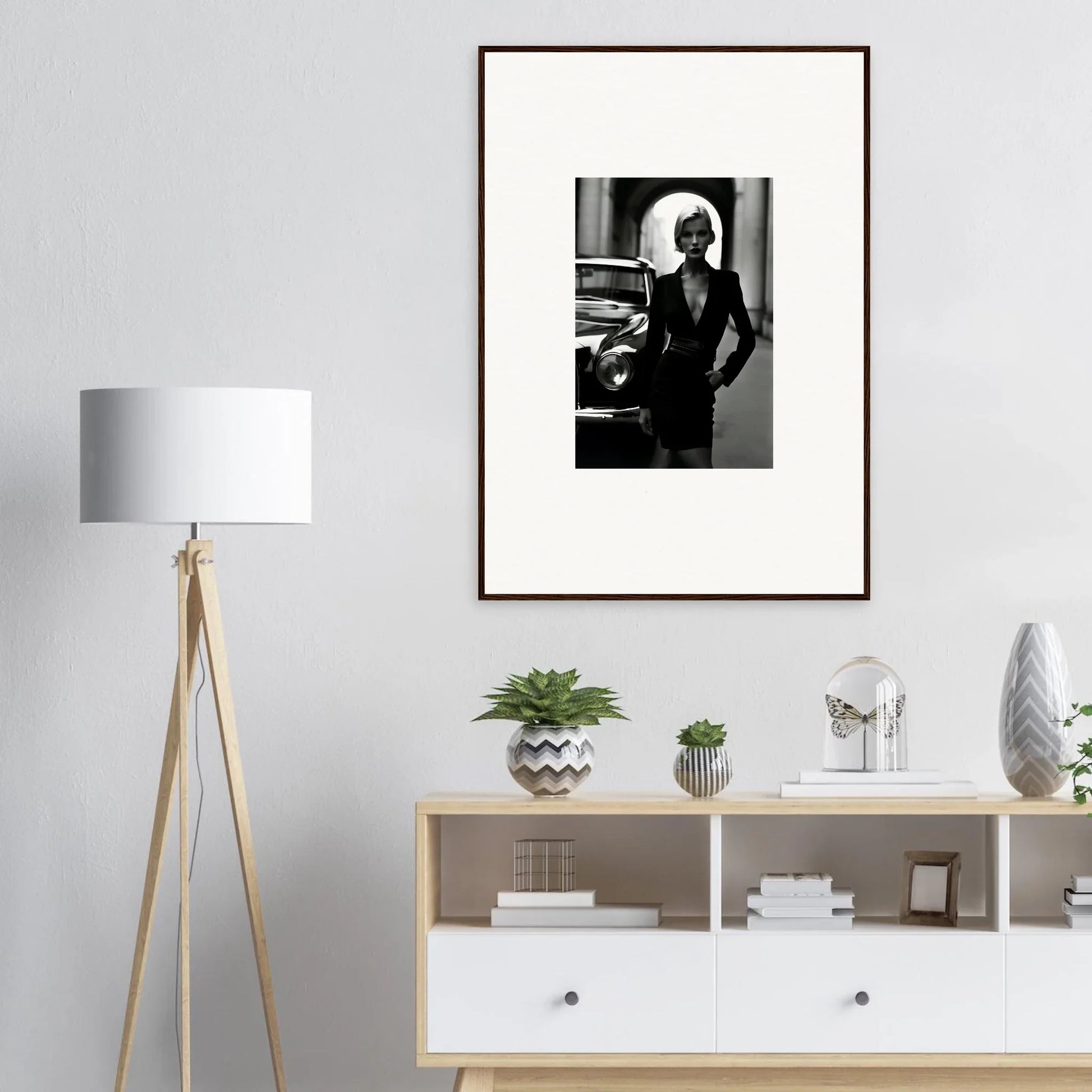 Stylish black and white framed photo on wall, perfect for Interstellar Noir Illuminations