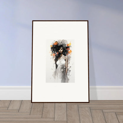 Framed wall art of Ethereal Echoes Blossoms with an abstract figure and floral design