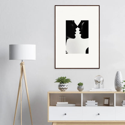 Black and white silhouette of two profiles in Shadowed Sédual Symphony art piece