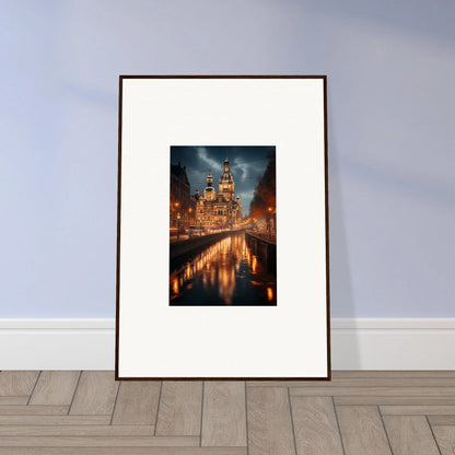 Framed photo of a church glowing in the canal, capturing the Reflected Dreamscape Tides