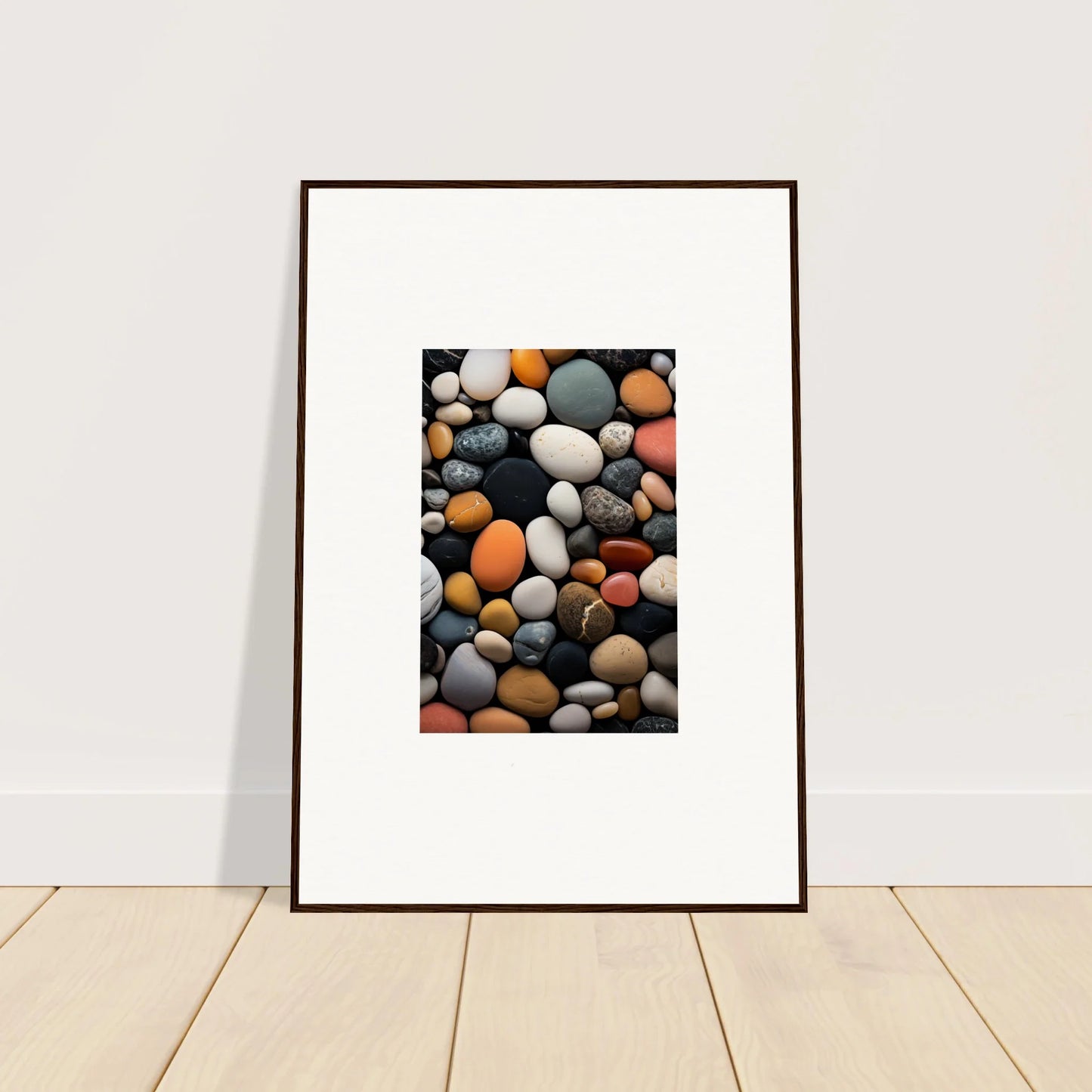 Framed photograph of colorful river rocks in Elemental Whisperbound Ascendancies art