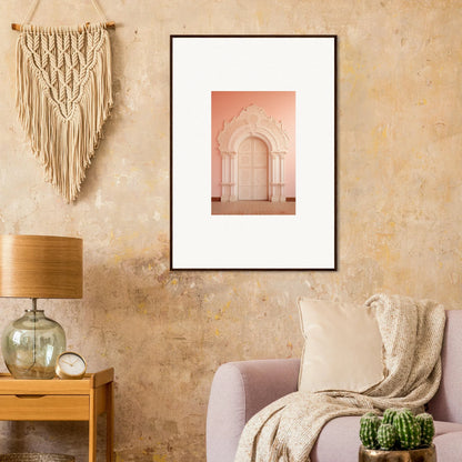 Framed pink-toned art print of an arched doorway from Patio Reverie Sleutelenv