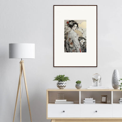 Framed artwork of a geisha in delicate brushwork from Daydream Blossom Wistitudes