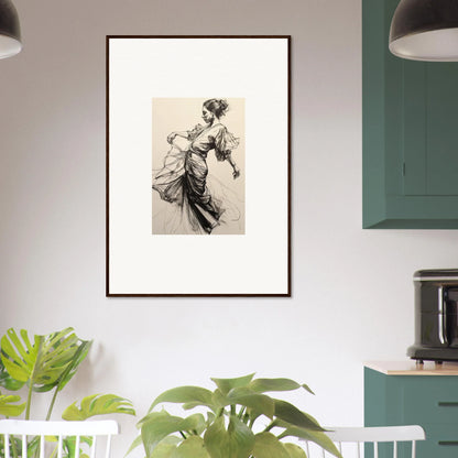 Framed vintage sketch of a graceful dancer from Midnight Dance Whispers special edition art™