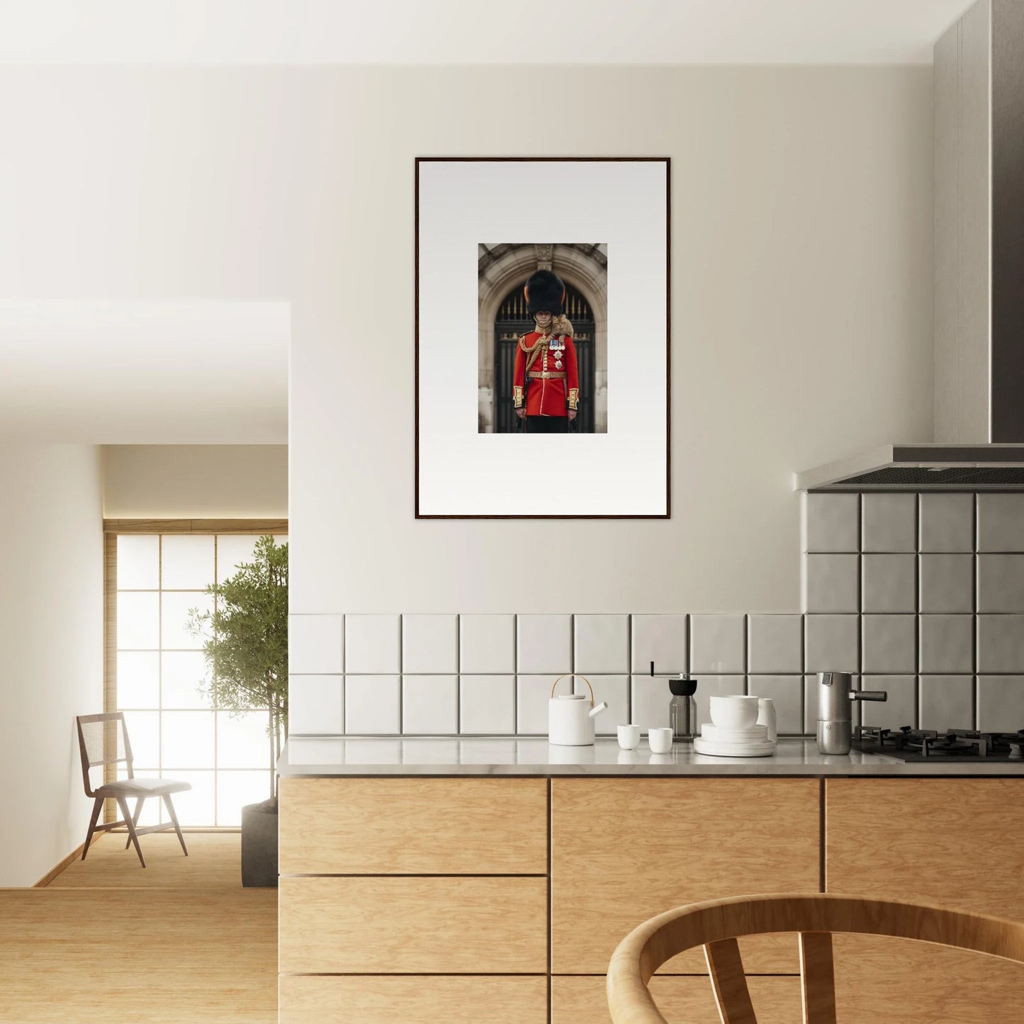 Framed wall art of a royal guard, part of the Royal Red Reverie collection