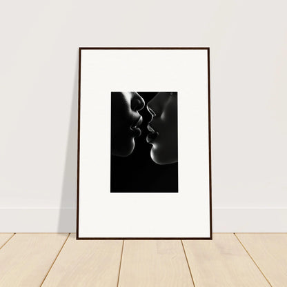 Framed wall art of two silhouetted profiles in Midnight Kiss Darkness special edition art