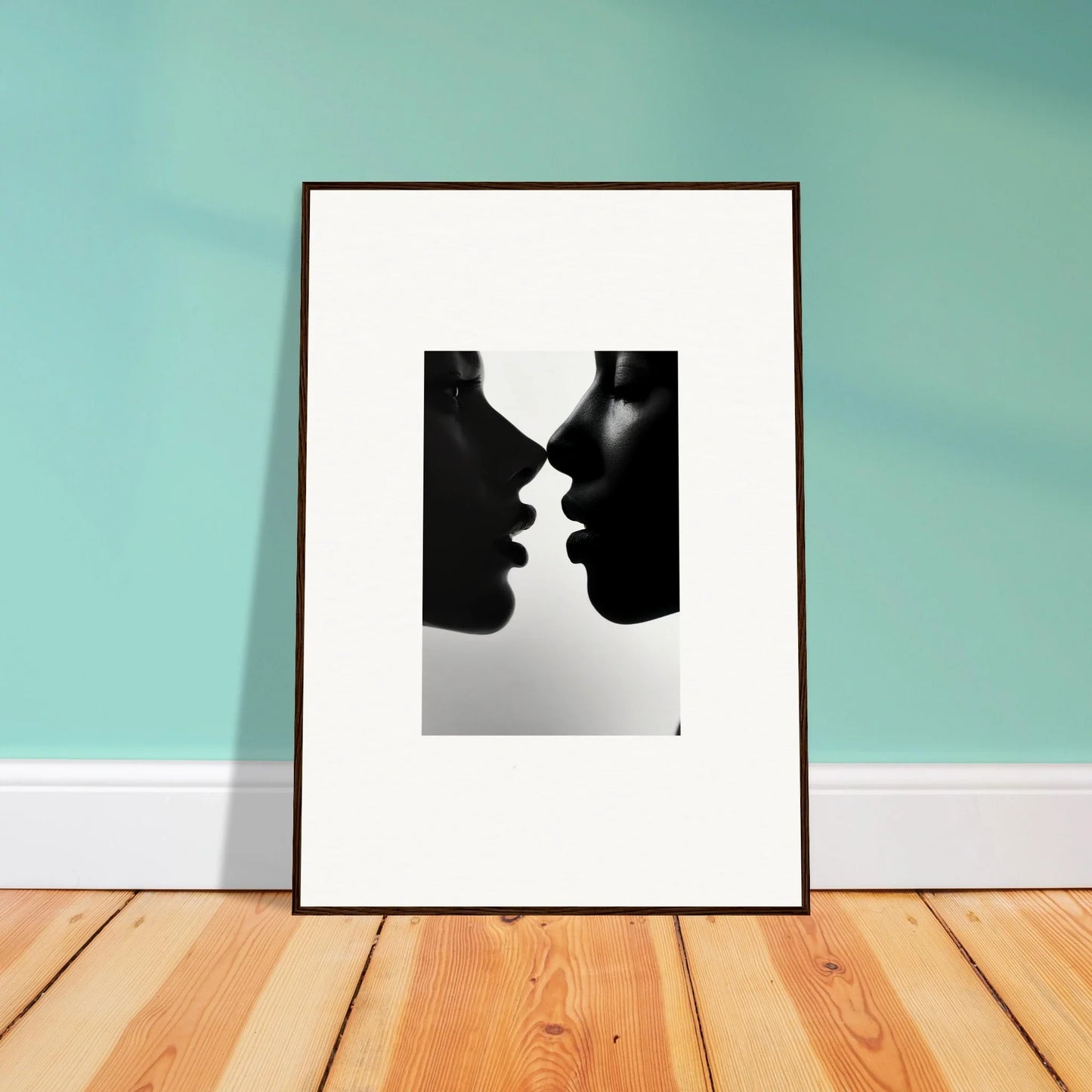 Framed wall art featuring two silhouetted profiles from Narcissus Mirror Haze